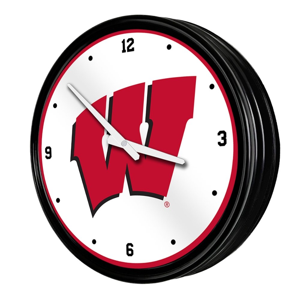 Wisconsin Badgers: Retro Lighted Wall Clock - The Fan-Brand