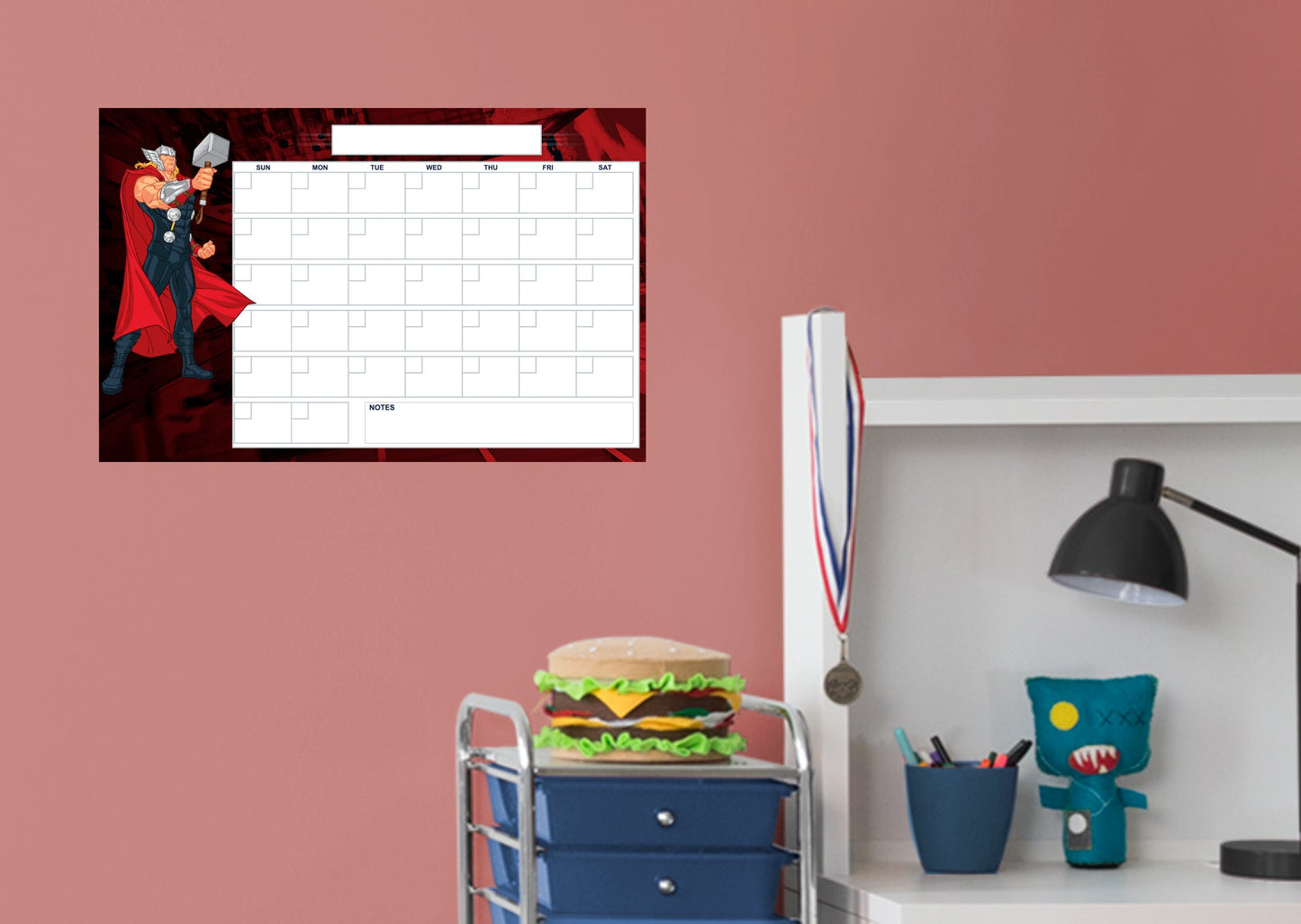 Avengers: THOR Blank Calendar Dry Erase - Officially Licensed Marvel Removable Adhesive Decal