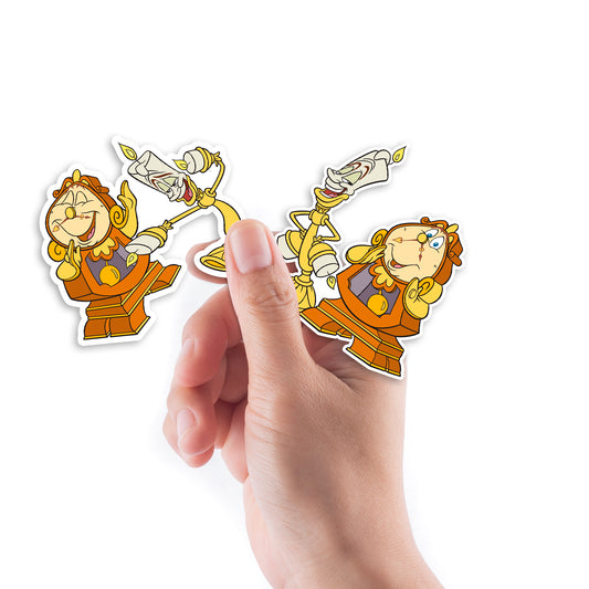 Sheet of 4 -Beauty and the Beast:  Lumiere & Cogsworth Minis        - Officially Licensed Disney Removable Wall   Adhesive Decal
