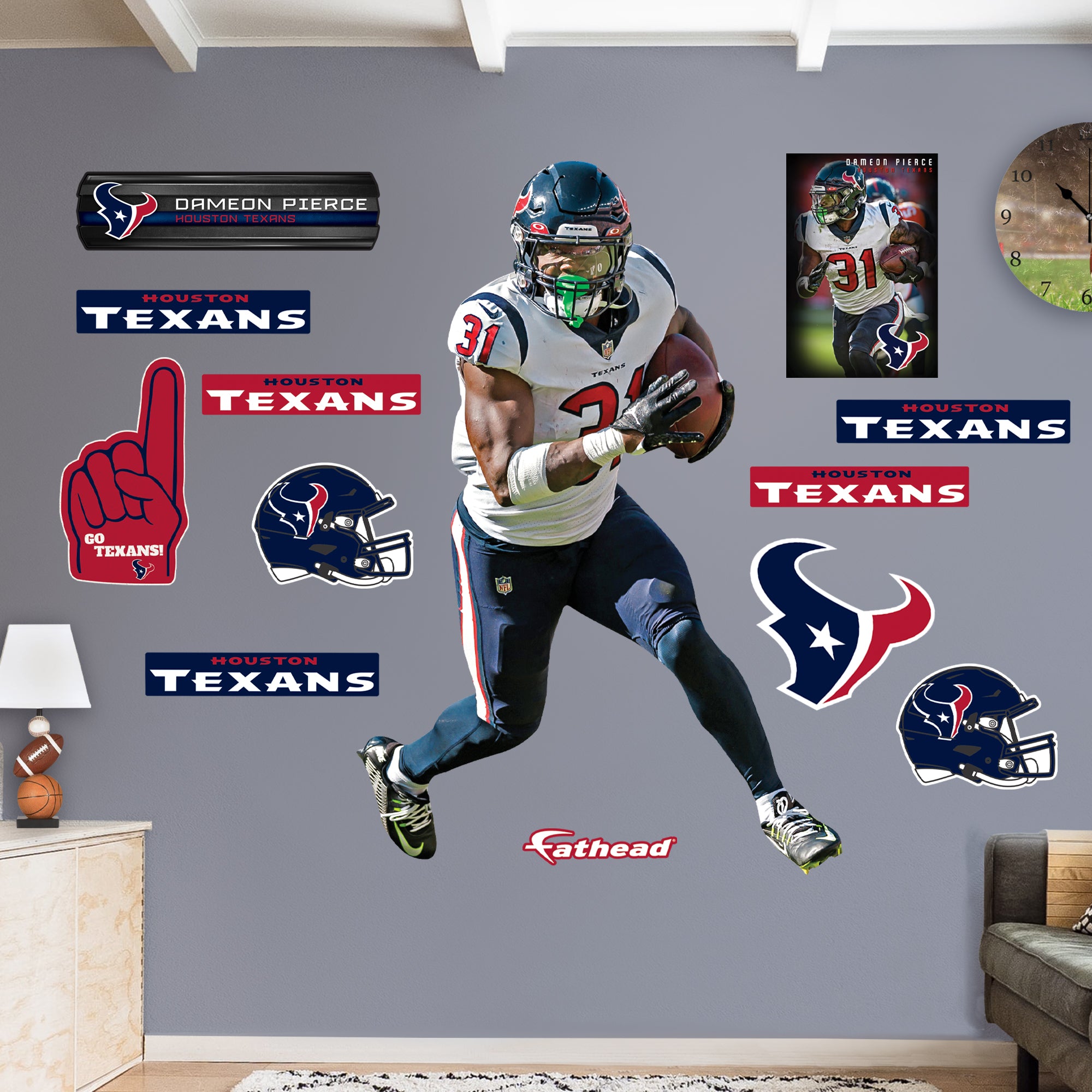 Dameon Pierce Houston Texans 27 x 39 Framed Art Jersey Print