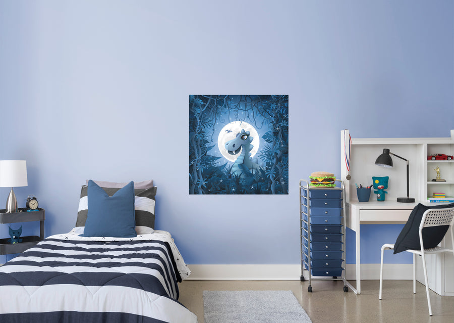 Dinosaurs:  Blue Little Dino Mural        -   Removable Wall   Adhesive Decal