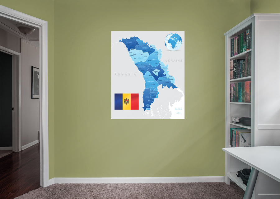 Maps of Europe: Moldova Mural        -   Removable Wall   Adhesive Decal