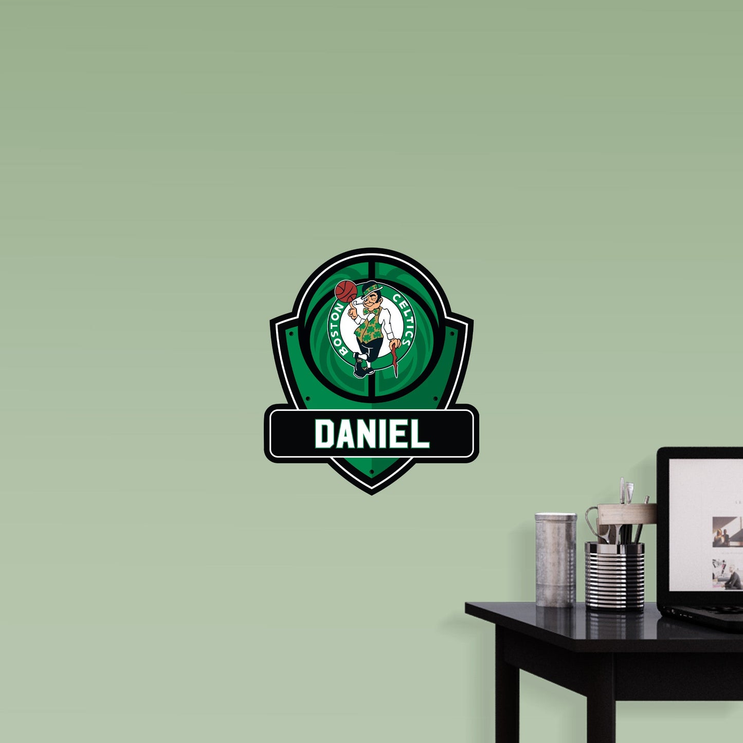 Boston Celtics: Badge Personalized Name - Officially Licensed NBA Removable Adhesive Decal