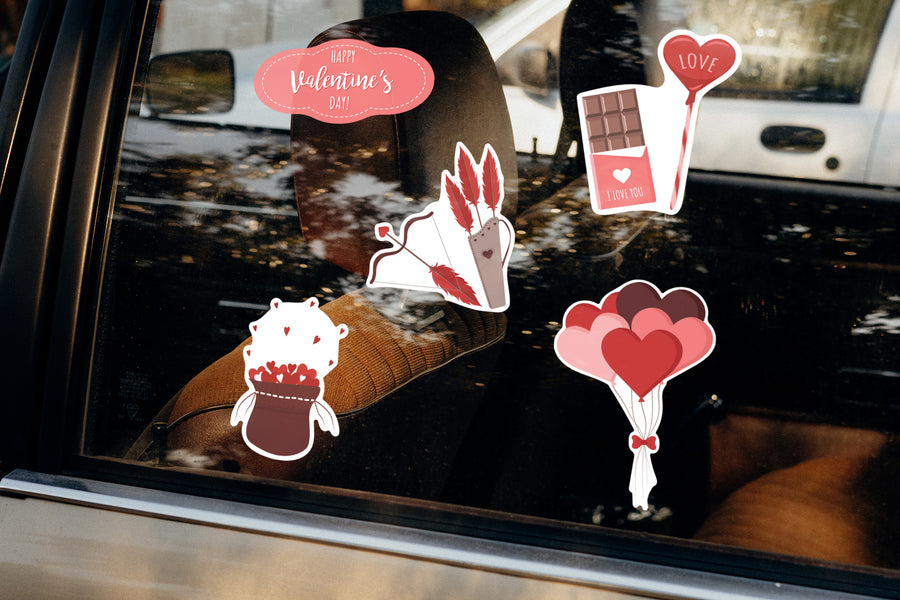 Valentine's Day: Love Arrows Window Clings - Removable Window Static Decal