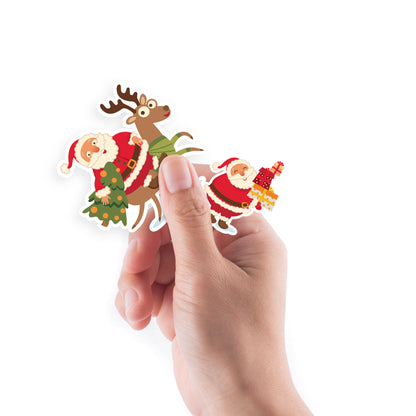 Sheet of 5 -Christmas:  Santa and Rudolph Minis        -   Removable    Adhesive Decal