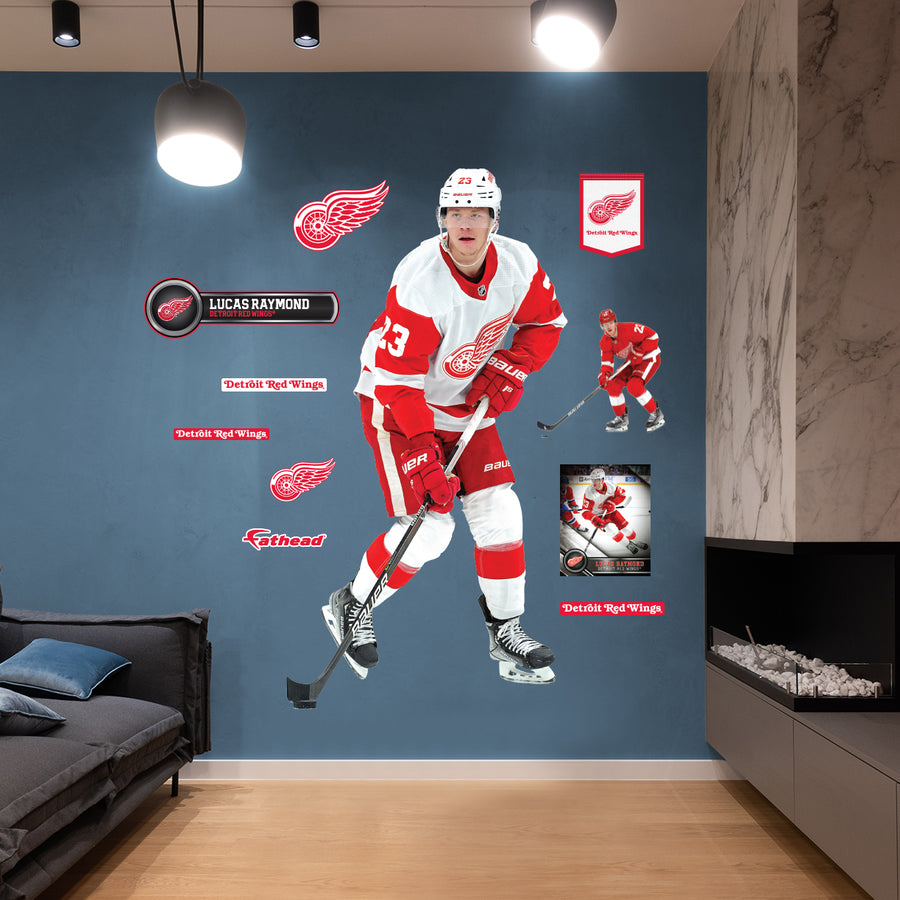 Lucas Raymond - RealBig Collection - Official NHL - Detroit Red Wings - Reusable Vinyl Wall Decals