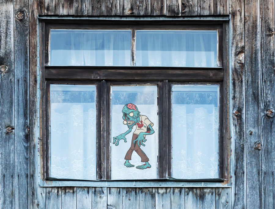 Halloween: Blue Zombie Window Clings        -   Removable Window   Static Decal