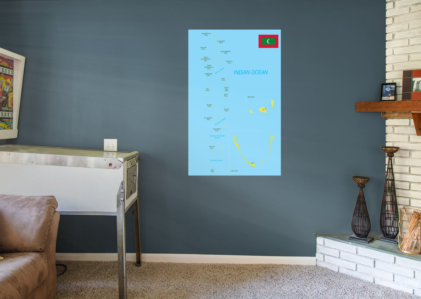 Maps of Asia: Maldives Mural        -   Removable Wall   Adhesive Decal