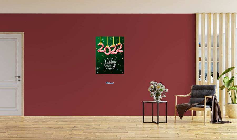 New Year: Candy Canes Poster - Removable Adhesive Decal