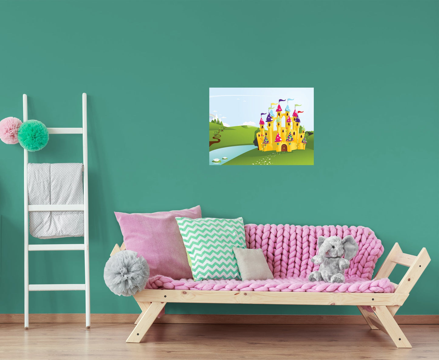 Nursery Princess:  Castle Part 1 Mural        -   Removable Wall   Adhesive Decal