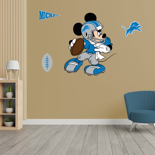 Detroit Lions: Mickey Mouse 2021        - Officially Licensed NFL Removable     Adhesive Decal