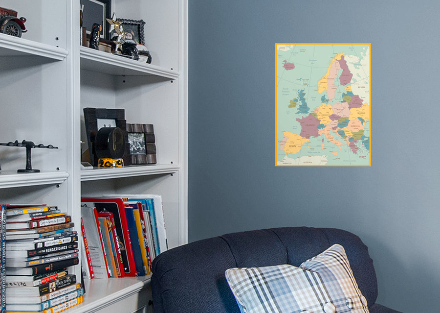 Maps: Europe Vintage Mural        -   Removable Wall   Adhesive Decal