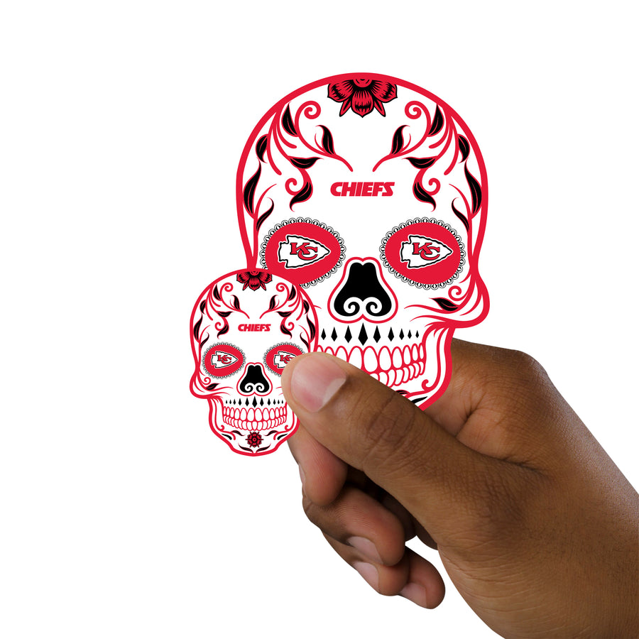 Kansas City Chiefs - 5 Skull Minis (Mixed Sizes) - Official NFL - Reusable Vinyl Decals