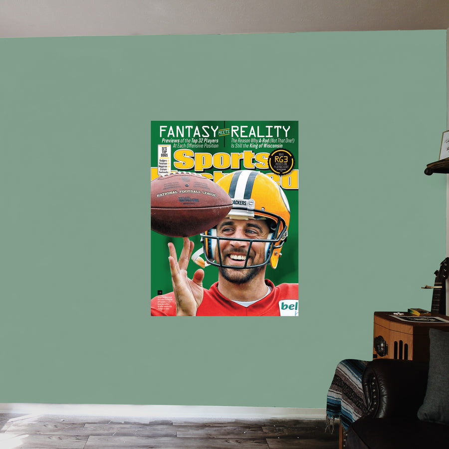 Aaron Rodgers - August 2013 Sports Illustrated Cover - Peel & Stick Poster - Official NFL - Green Bay Packers - Reusable Vinyl Wall Decal