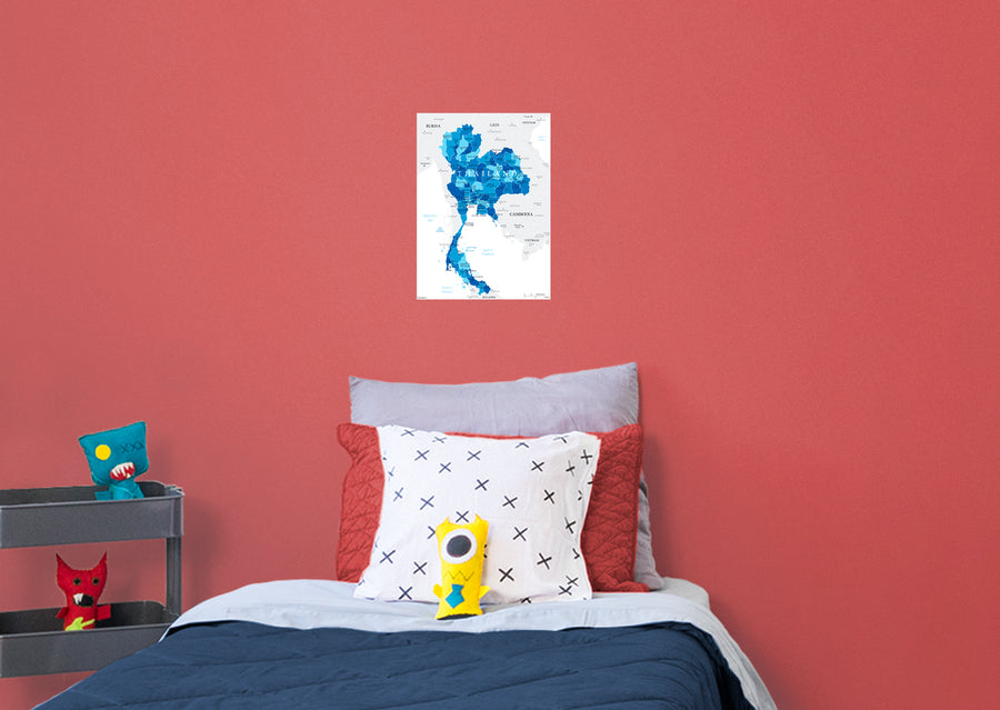 Maps of Asia: Thailand Mural        -   Removable Wall   Adhesive Decal