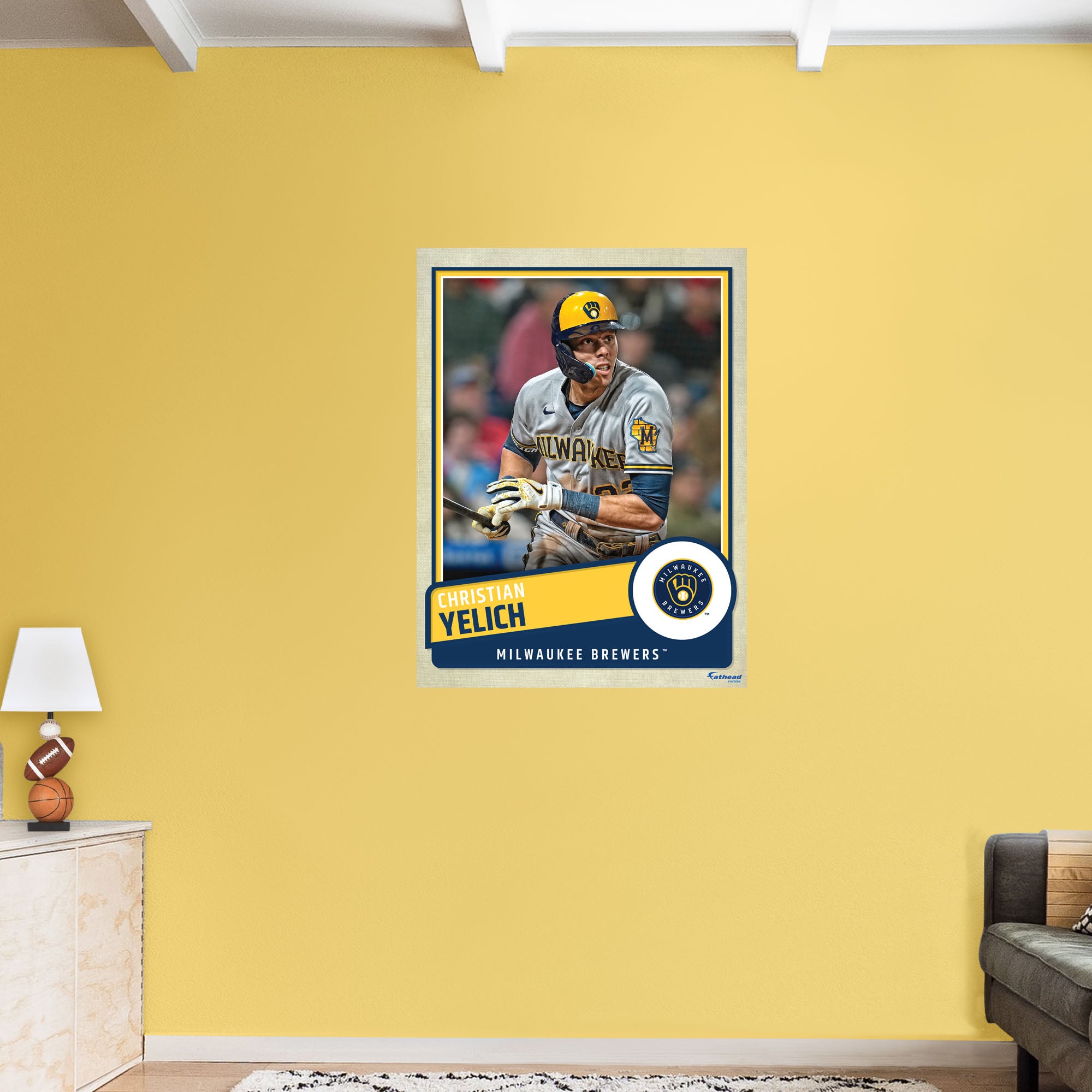  Christian Yelich Signed Poster Baseball Canvas Wall