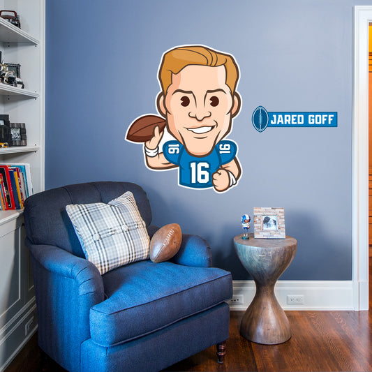 Detroit Lions: Jared Goff  Emoji        - Officially Licensed NFLPA Removable     Adhesive Decal