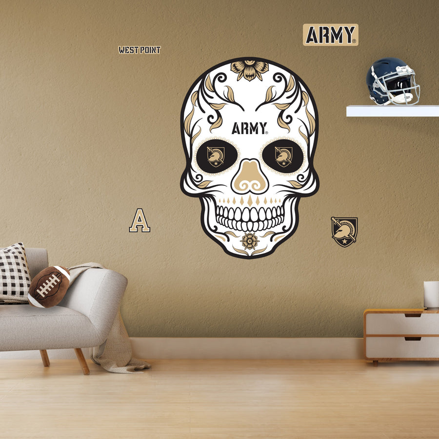 Army Black Knights - RealBig Sugar Skull Collection - Official NCAA - Reusable Vinyl Wall Decals