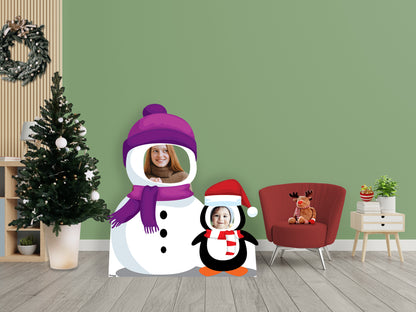 Christmas: Snowman and Penguin Life-Size   Foam Core Cutout  -      Stand Out