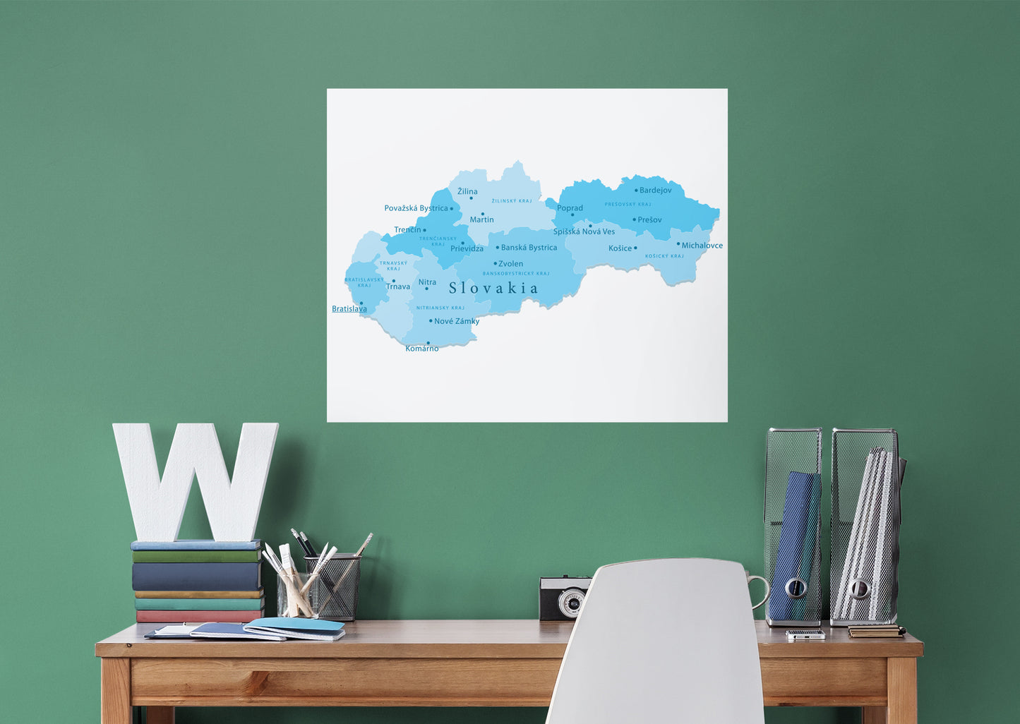Maps of Europe: Slovakia Mural        -   Removable Wall   Adhesive Decal
