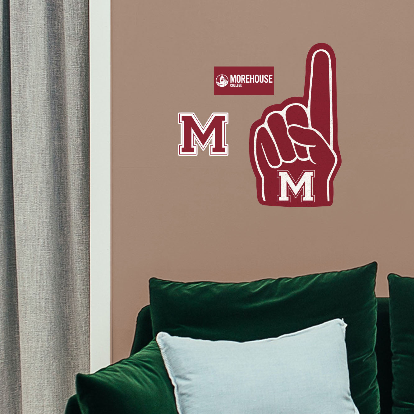 Morehouse Maroon Tigers: Foam Finger - Officially Licensed NCAA Removable Adhesive Decal