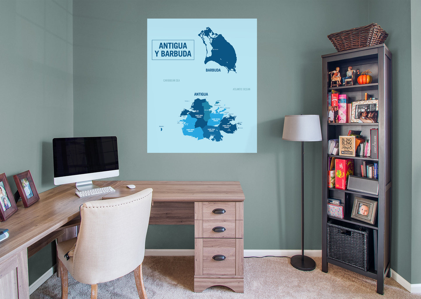 Maps of North America: Antigua and Barbuda Mural        -   Removable Wall   Adhesive Decal