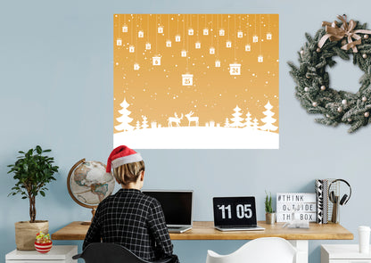 Christmas:  Yellow Holiday Calendar Dry Erase        -   Removable     Adhesive Decal