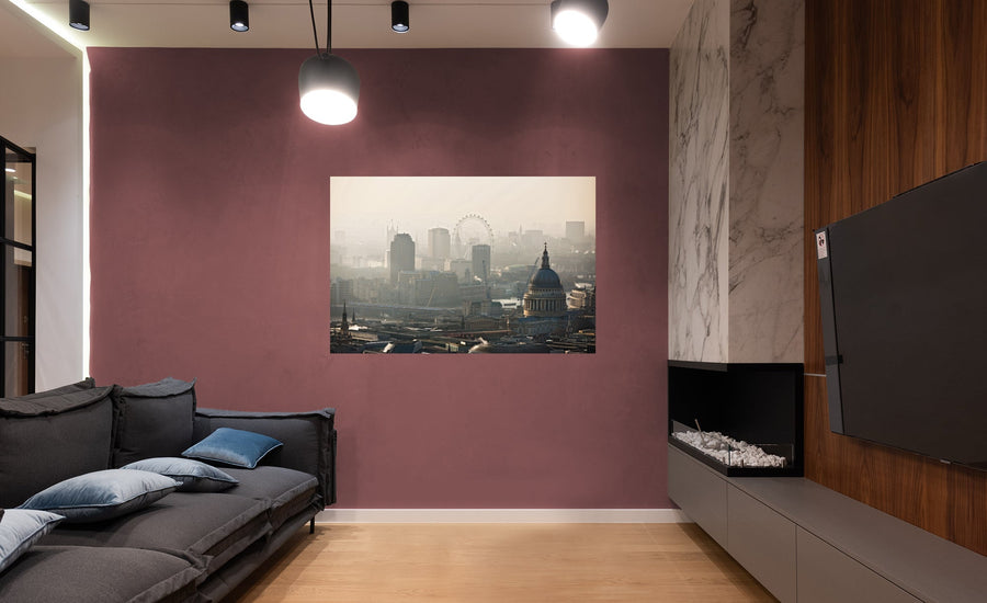 Popular Landmarks: London Realistic Foggy Poster - Removable Adhesive Decal