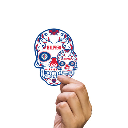 Sheet of 5 -Los Angeles Clippers:  2022 Skull Minis        - Officially Licensed NBA Removable     Adhesive Decal