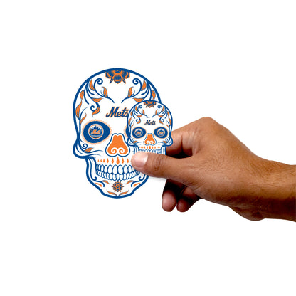 Sheet of 5 -New York Mets:  2022 Skull Minis        - Officially Licensed MLB Removable     Adhesive Decal