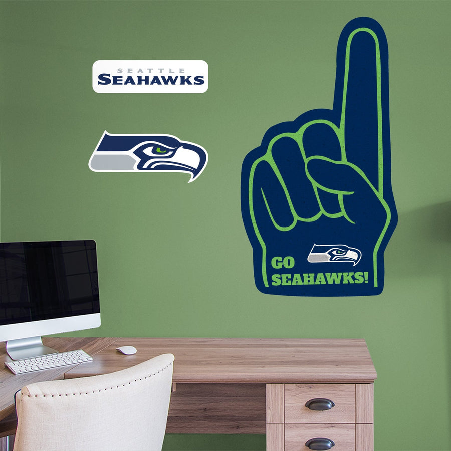 Seattle Seahawks - RealBig Foam Finger Collection - Official NFL - Reusable Vinyl Wall Decals