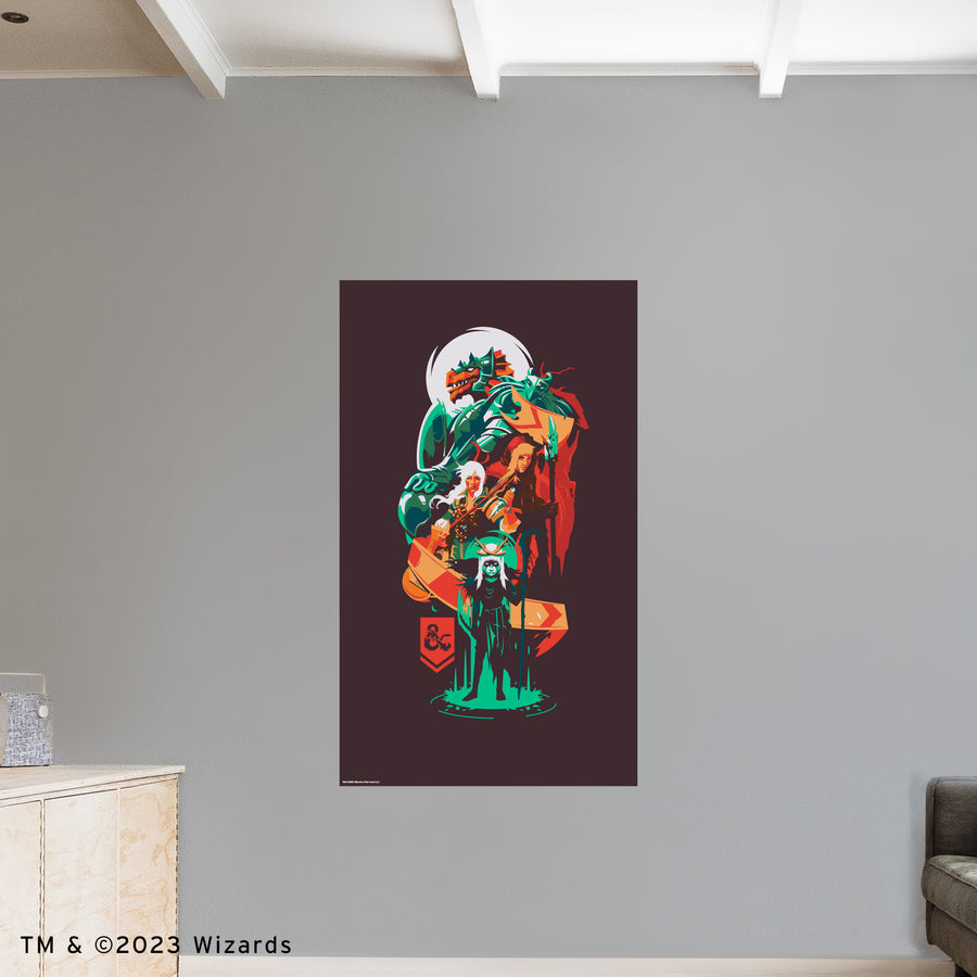 Dungeons & Dragons - 'Stacked Against the Odds' - Peel & Stick Poster - Official Hasbro - Reusable Vinyl Wall Decal
