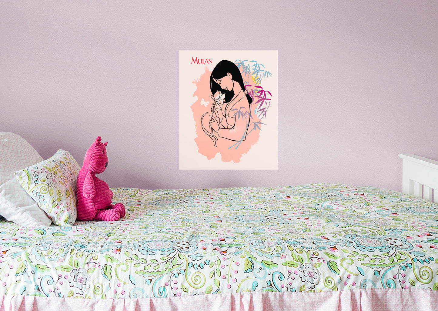 Mulan:  Watercolor Flower Mural        - Officially Licensed Disney Removable Wall   Adhesive Decal