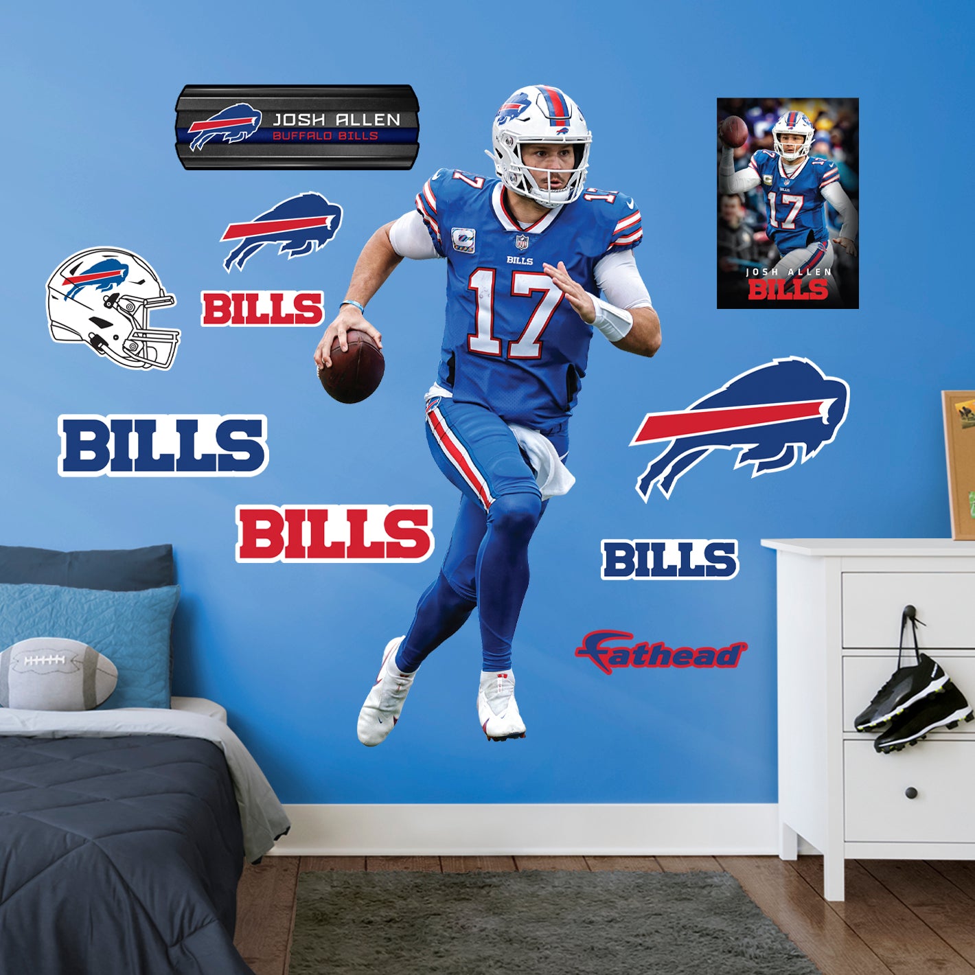 Buffalo Bills: Josh Allen 2022 Rush        - Officially Licensed NFL Removable     Adhesive Decal