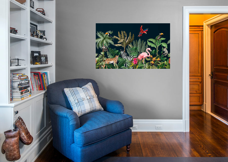Jungle:  Night in the Jungle Mural        -   Removable Wall   Adhesive Decal
