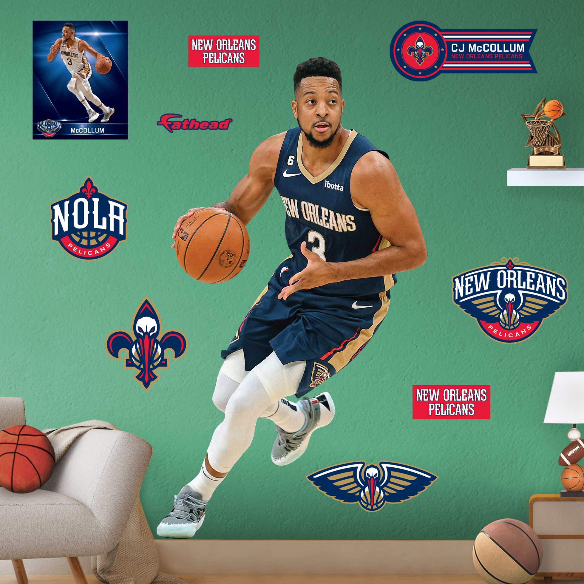 C.J. McCollum New Orleans Pelicans Framed 15 x 17 Stitched Stars Collage