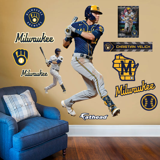Milwaukee Brewers: Christian Yelich         - Officially Licensed MLB Removable     Adhesive Decal