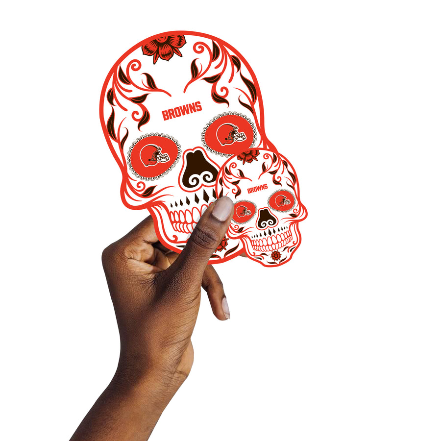 Cleveland Browns - 5 Skull Minis (Mixed Sizes) - Official NFL - Reusable Vinyl Decals