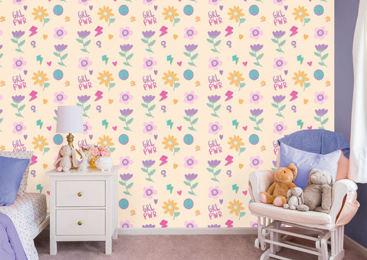 Girl Power Yellow        - Officially Licensed Big Moods  Peel & Stick Wallpaper