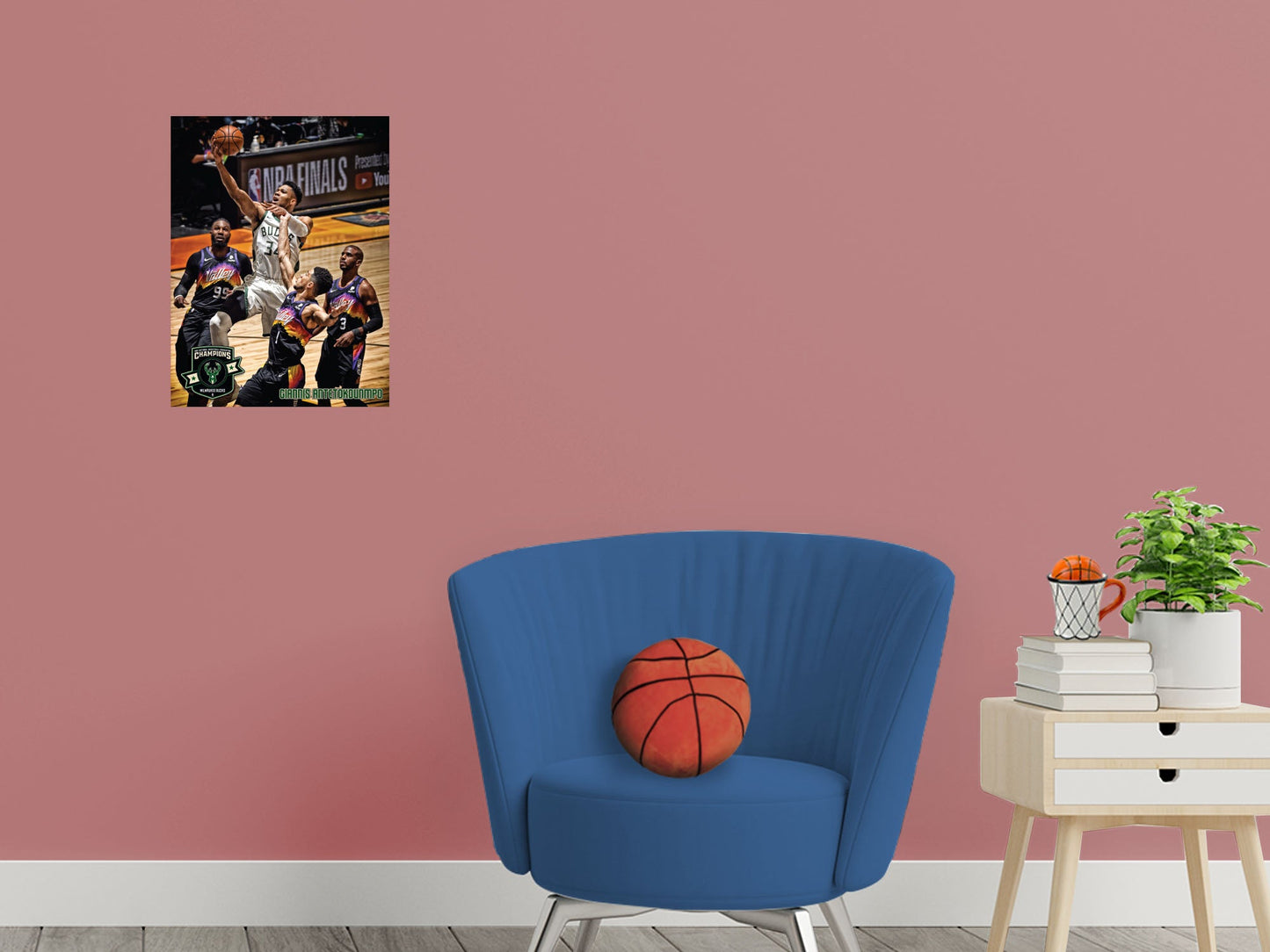 Giannis Antetokounmpo - 2021 Finals Layup - Peel & Stick Poster - Official NBA - Milwaukee Bucks - Reusable Vinyl Wall Decal