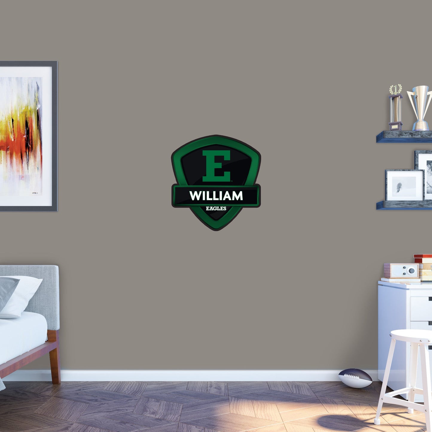 Eastern Michigan Eagles:   Badge Personalized Name        - Officially Licensed NCAA Removable     Adhesive Decal