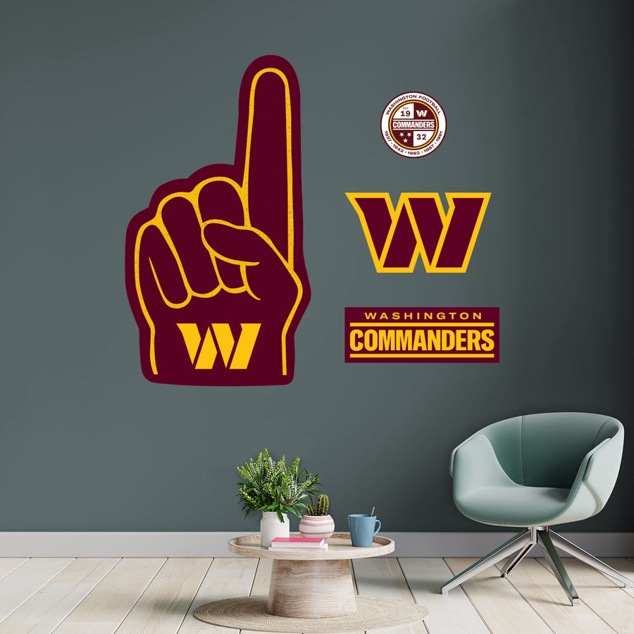 Washington Commanders - RealBig Foam Finger Collection - Official NFL - Reusable Vinyl Wall Decals