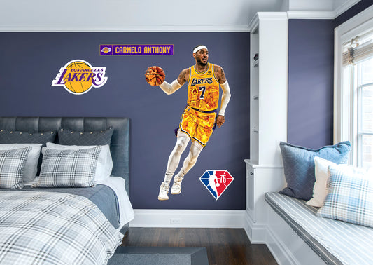 Los Angeles Lakers: Carmelo Anthony 2021 75th Anniversary Limited Edition        - Officially Licensed NBA Removable     Adhesive Decal