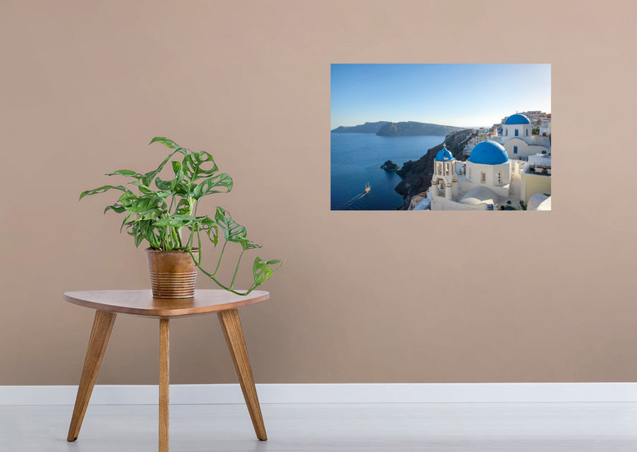 Popular Landmarks: Santorini Realistic Poster - Removable Adhesive Decal