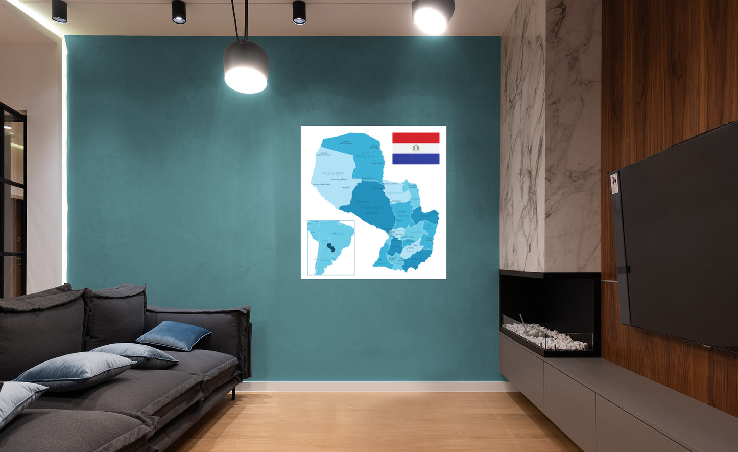 Maps of South America: Paraguai Mural        -   Removable     Adhesive Decal