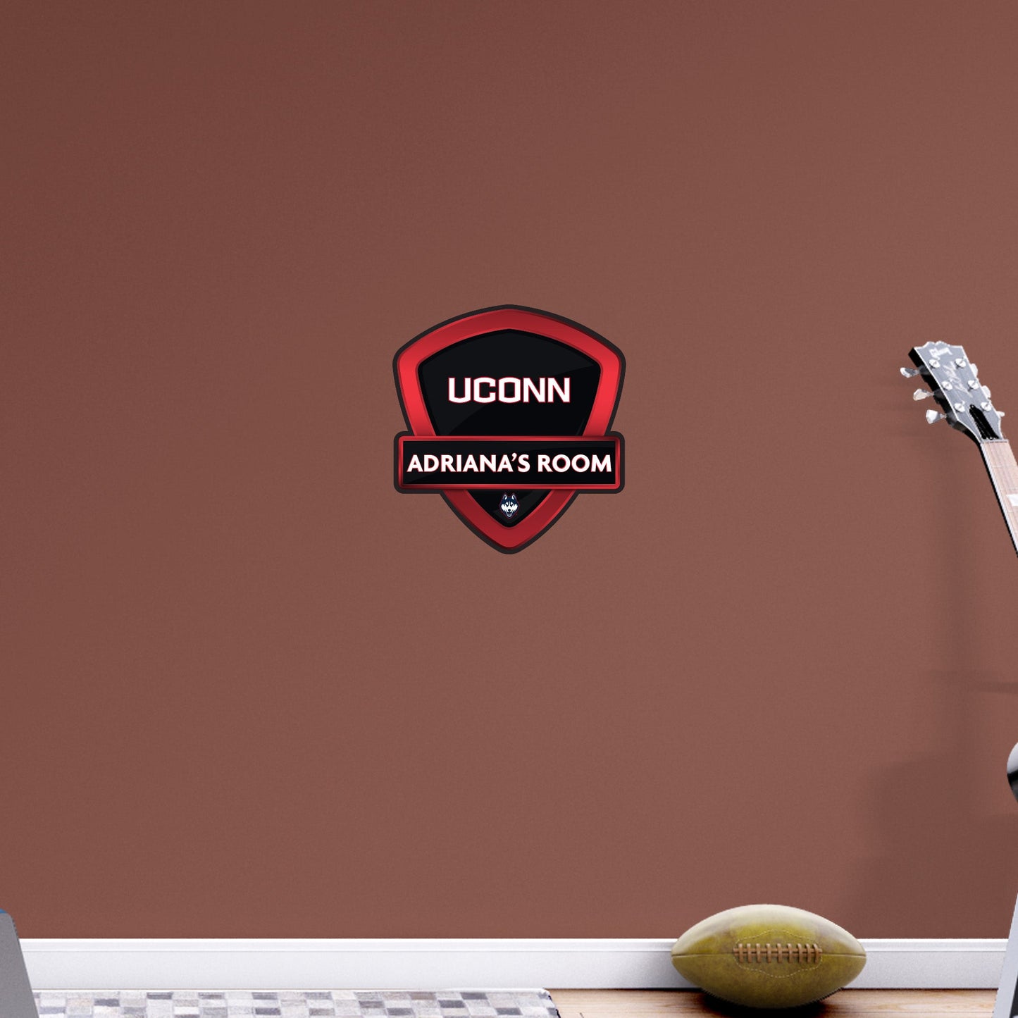 UConn Huskies:   Badge Personalized Name        - Officially Licensed NCAA Removable     Adhesive Decal