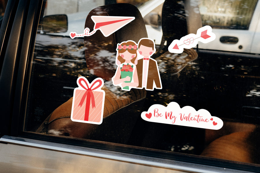 Valentine's Day: Couple Window Clings - Removable Window Static Decal