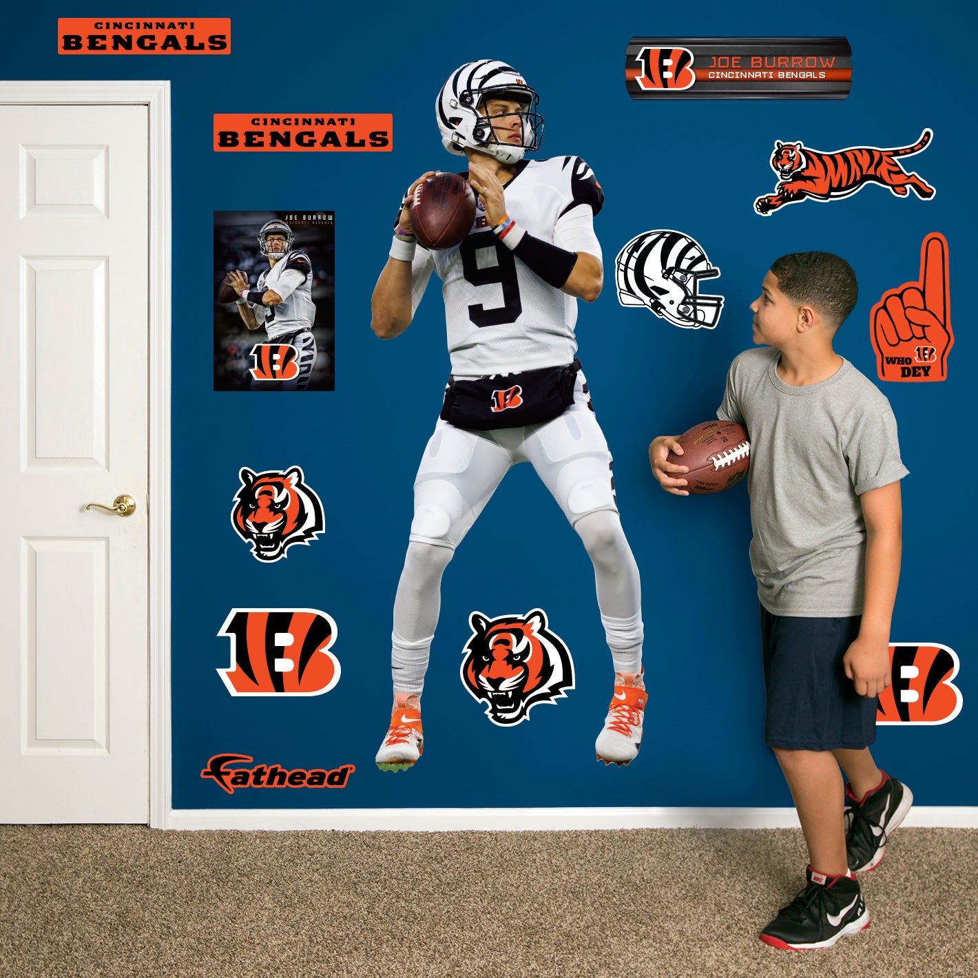 Cincinnati Bengals: Joe Burrow  White Uniform        - Officially Licensed NFL Removable     Adhesive Decal