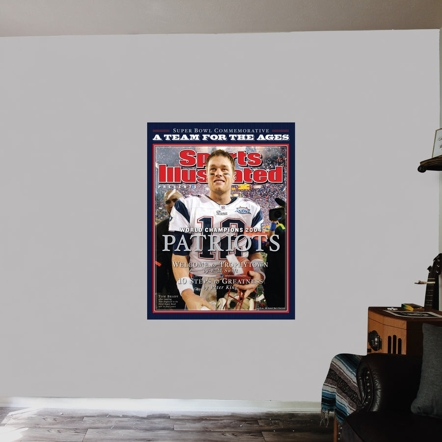 Tom Brady - February 2005 Super Bowl XXXIX Commemorative Sports Illustrated Cover - Peel & Stick Poster - Official NFL - New England Patriots - Reusable Vinyl Wall Decal