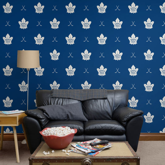 Toronto Maple Leafs (Blue): Sticks Pattern - Officially Licensed NHL Peel & Stick Wallpaper